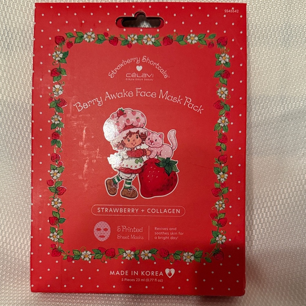 Celavi Strawberry Shortcake Berry Awake Face Mask Pack 5ct Strawberry Collagen